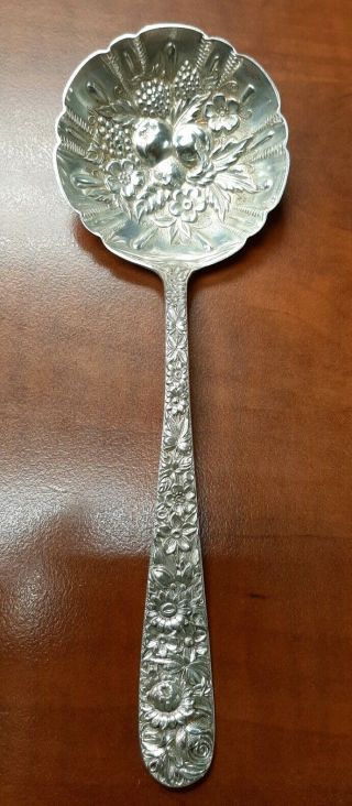 Sterling S.  Kirk And Son Repousse Fruit And Floral Serving Spoon