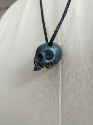 Rare ROBERT BOB BURKETT Skull Bead Pendant Necklace Bronze Shibuichi Cast 3