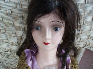 Rare Glass Eye Vintage Boudoir Doll - 1930s Era - Dressed In Lavender