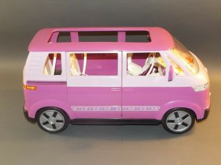 Vintage 2002 Mattel Barbie 2 Tone Pink Vw Volkswagon Bus Van - Horn