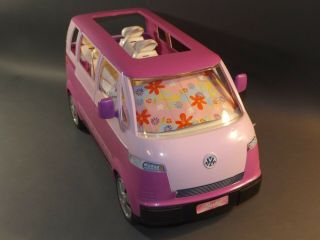 Vintage 2002 Mattel Barbie 2 Tone Pink VW Volkswagon Bus Van - Horn 2