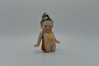 Antique Germany Porcelain Bisque Doll With Cap Impish Character Limbach