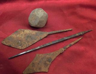 Viking Authentic Ancient Big 3 Arrows Iron Hone Grindstone 8 - 11 Century Ad