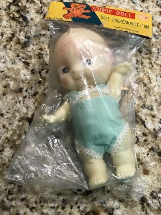 Vintage Cupie Doll Plastic Jointed Arms And Legs Green Sun Suit In Package