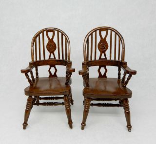 2 Vintage Reminiscence Windsor Back Chair - Artisan Dollhouse Miniature 1:12