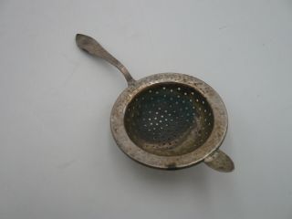 Sterling Silver Antique Hammered Tea Strainer Marked And Stamped