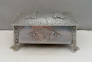 Vintage/antique Arts & Crafts Aluminium Metal Box C.  1910 - 20 Jewellery Cigarettes