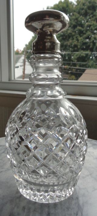 Vintage Hawkes Diamond Pattern Crystal Decanter With Sterling Silver Top