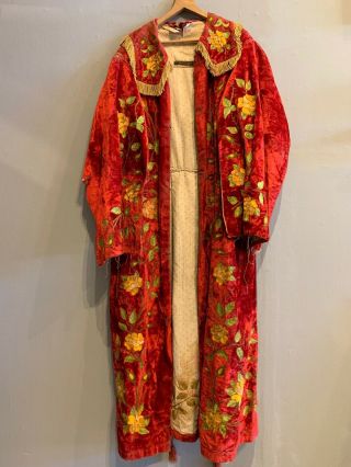 Antique Odd Fellows Red Velvet Costume Robe