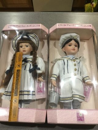 Vintage Matching Porcelain Dolls Boy And Girl