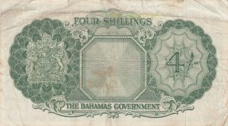 4 SHILLINGS VERY FINE BANKNOTE FROM BRITISH COLONY OF BAHAMAS 1953 PICK - 13b RARE 2
