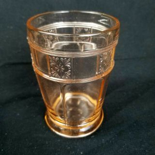 Jeannette Glass Pink Doric And Pansy Tumbler Depression Rare Vintage 1930 