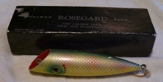 Vintage Rosegard Wood Salmon Plug Lure 10/7/19pot Box Rare Color