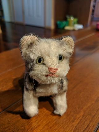 Antique German Rare Steiff Mini Jointed Tabby Cat Kitten No Id