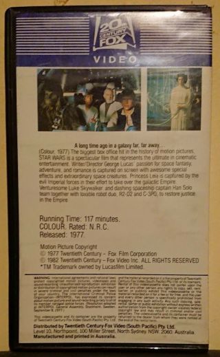Star Wars - 20th Century Fox - VHS - 1982 - Rare. 3