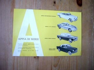 Lancia Appia Series Iii Leaflet Brochure,  1960,  Rare,  Order Inc Zagato