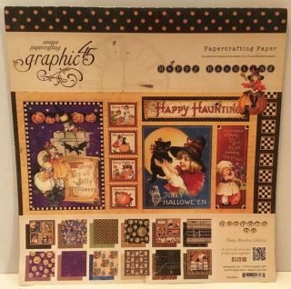 Graphic 45 Happy Haunting 12x12 Papercrafting Paper Halloween Scrapbooking Rare
