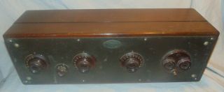 Antique Atwater Kent Model 20 Wooden Case Radio C.  1925 W/ 3 Tubes Estate Fresh