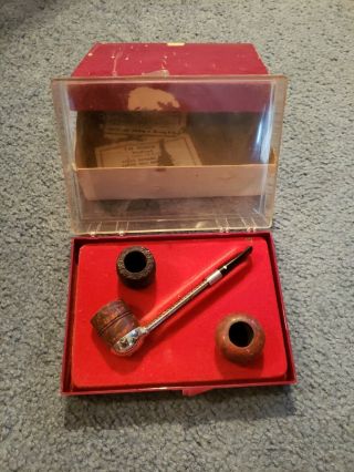 Vintage Rare Dr.  Grabow Viking Tobacco Pipe With 3 Bowls In Case & Box