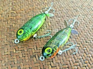 2 Vintage Heddon Tiny Torpedo Natural Perch Fishing Lure of 2 - Unfished 2