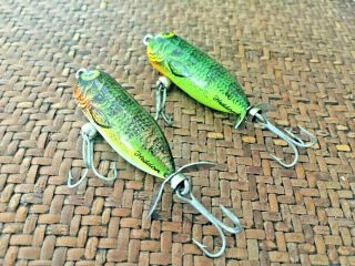 2 Vintage Heddon Tiny Torpedo Natural Perch Fishing Lure of 2 - Unfished 3