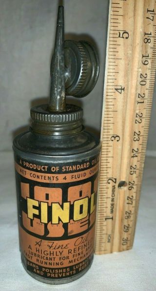 Antique Standard Oil Finol 1000 Uses Handy Oiler Tin Vintage Gas Station Can Old