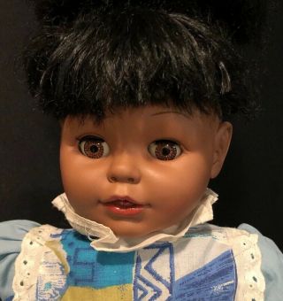 20 " Htf Rare Hello Apple African American Toddler Baby Doll Soft Vinyl W/ Dress