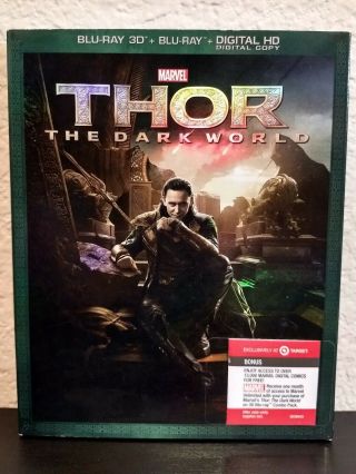 Thor: The Dark World (3d) Blu - Ray Target Loki Slipcover (2d,  3d,  2014) Rare