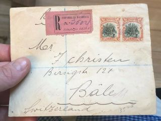 2 Rare 1920’s Mozambique Colonial Portugal Postal Covers Beira To Switzerland 2