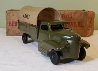 Early Buddy L Toys Studebaker Cab U.  S.  Army Troop Truck No.  506 V Rare 40 