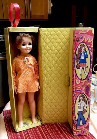 Vintage 1968 Crissy Doll Red Hair 1971 Velvet Fashions Tote Barbie
