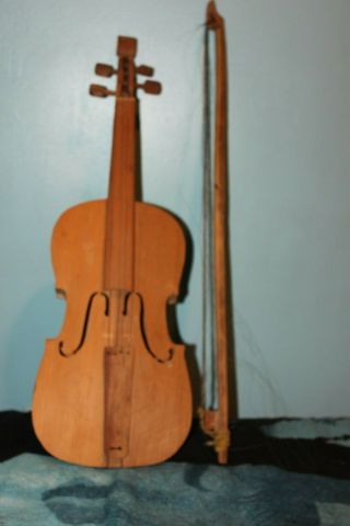 Old Vintage/ Antique? Handmade Violin With Handmade Bow No Case P/r