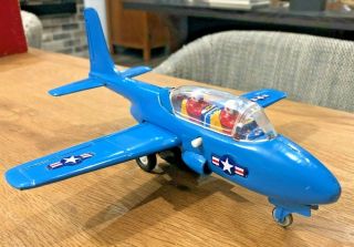 Rare Yonezawa " Y " Jet Plane Usaaf - Tin Toy,  Friction - Made In Japan