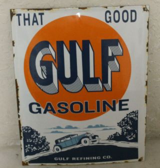 Gulf Refining Co Oil Vintage Style Porcelain Signs Gas Pump Man Cave Station