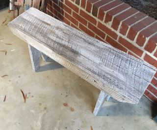 Antique Primitive Bench / Stool: Barn Weathered Local