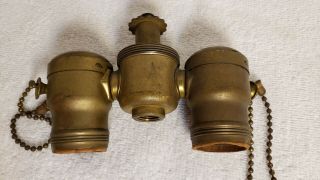 Antique Brass Double Lamp Socket With Pull Chains