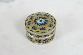 Vintage Sterling Silver Enamel Round Trinket Jewelry Box Marked P.  A.  Rare Old