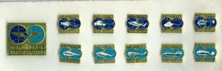 Rare Russian Ussr Soviet Aeroflot Airlines Set Of 11 Plane And Helicopter Badge