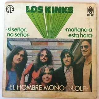 The Kinks Apeman Mexican Pye Orfeon Epi - 201 Ep 45 7 " Pic Sleeve Very Rare Vg/g