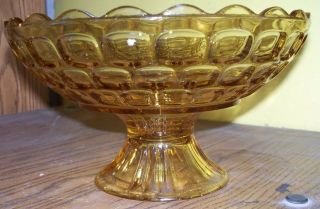 Vintage Rare Large 10 " Amber Stemmed Fruit Bowl Pedestal Serving Dish