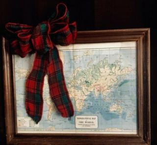 Antique Map Of The World 1887 In Wooden Frame