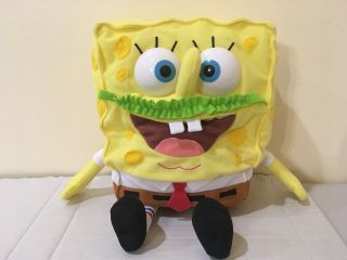 Rare Babbling Spongebob Squarepants Plush W/ Seaweed Mustache 2004 Nickelodeon