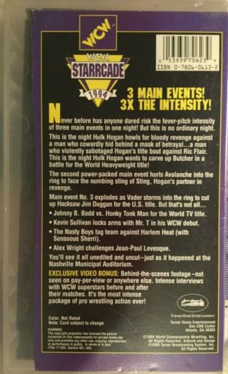 WCW Starrcade 1994 VHS Tape RARE Wrestling Hulk Hogan Sting Vader WWE WWF 2