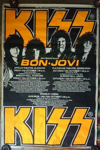 Kiss,  Animalize 1984 Uk Tour Poster,  Huge 60 X 40,  Bon Jovi,  Mark St John,  Rare.