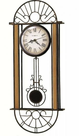 Howard Miller Devahn Wall Clock Antique Bronzed Wrought Iron/oak Wood Pendulum