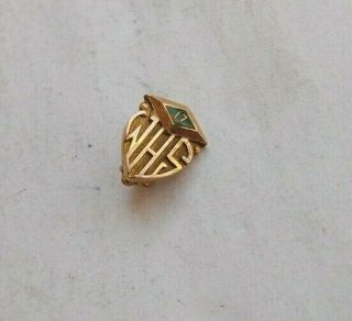 RARE Vintage Antique 1917 WHS High School Pin 14K 14KT Solid Gold Woodside LOOK 2