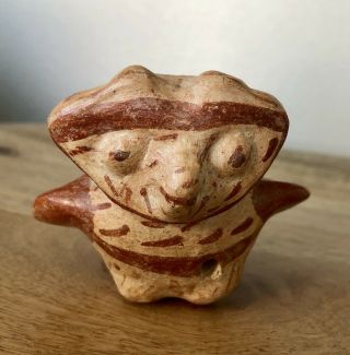 Rare Pre - Columbian Early Moche?? Ceramica Peru Pottery Bird Owl.  4” Long No