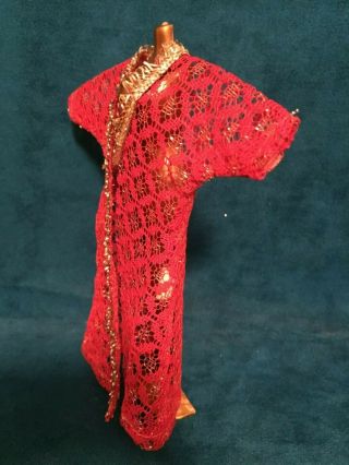 Kresge HTF Diamond Print Red Lace Robe Only No Doll Rare Clone Outfit 2