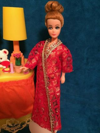Kresge HTF Diamond Print Red Lace Robe Only No Doll Rare Clone Outfit 3