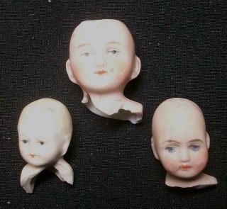 3 Excavated Antique Bisque German Doll Heads 1890’s Mixed Media Art 8